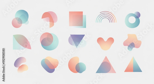 Abstract shapes with gradient colors and modern design elements.
