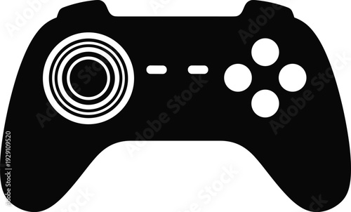 Game controller silhouette icon, video gaming console joystick isolated on white background technology entertainment illustration