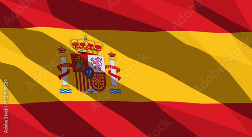 flag of spain with coat of arms geometric style patriotic national symbol