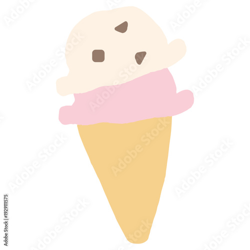 7月の園だよりに使いやすい シンプル手描き素材シリーズ｜アイスクリーム / July Ice Cream Illustration