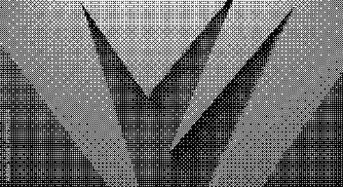 A minimalist checkmark icon in a halftone pattern background dither