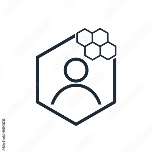 Professional activity in the system. Automation of business collaboration.Interaction and relationship management. Vector linear icon illustration isolated on white background.