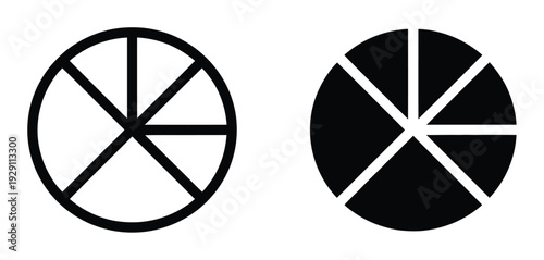 Two Pie Chart One Outlined, One Filled Black