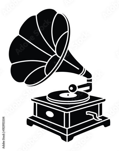 Vintage Gramophone Silhouette: A Classic Music Player