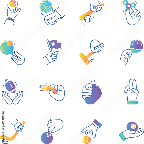 Trendy Bundle of 16 Sports Hand Drawn Icons