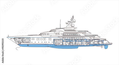 Cargo Ship Blueprint – Marine Vessel Engineering CAD Technical Drawing