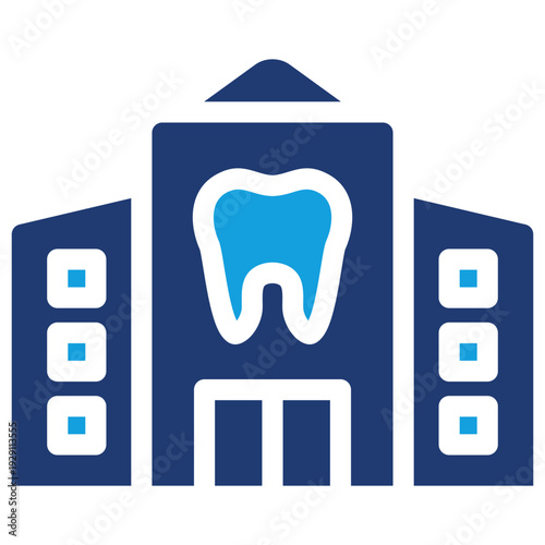 Dental Clinic Flat Blue Icon