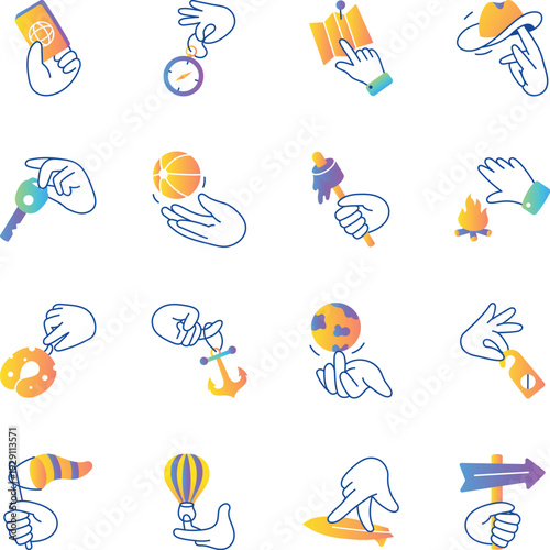 Trendy Collection of Travel Hand Drawn Icons 