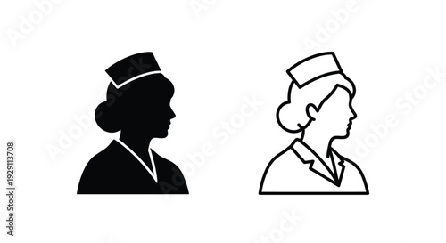Two nurse profile icons in black silhouette style against a clean white background