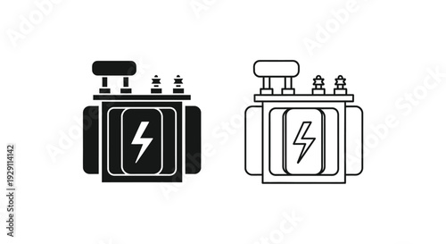 Electrical power switch icons showing two versions with lightning bolt detail silhouette