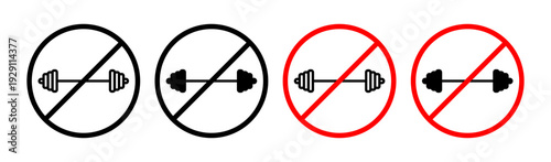Forbidden barbell signs pack. vector illustrations designs