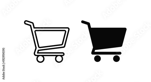 Two shopping carts icon design black silhouette against a clean white background