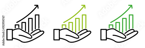 Growing profit icons pack. vector illustrations designs