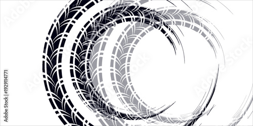 Tire track. Car, bike, motorcycle tyre mark with grunge effect isolated on white background. vector background