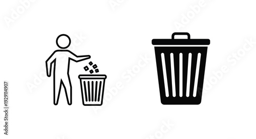 Person discarding trash into a bin a simple graphic illustration depicting waste disposal silhouette