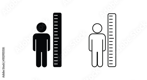 Two human figures with measuring tapes a simple graphic design silhouette