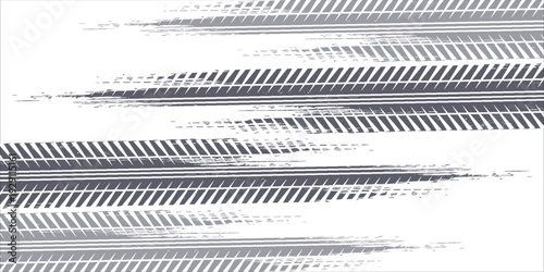 Tire track. Car, bike, motorcycle tyre mark with grunge effect isolated on white background. vector background