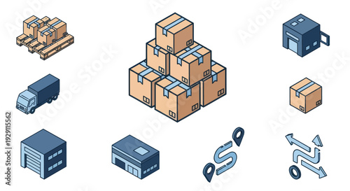 Logistics and Transportation Icons with Packages.