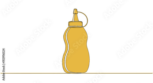 Vibrant yellow condiment squeeze bottle with a classic design, perfect for various food service applications including picnic essentials, barbecue gatherings, and fast food restaurant