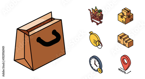 Brown Shopping Bag with Black Handle.