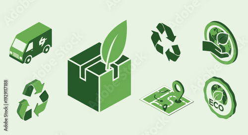 Eco Friendly Packaging and Recycling Symbols.