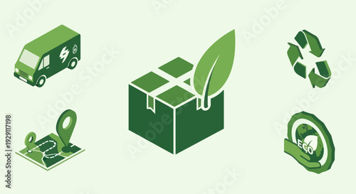 Green Packaging Delivery Box with Leaf.