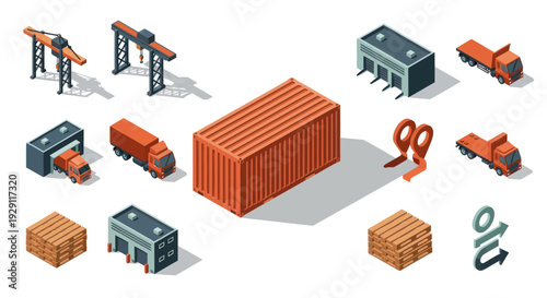 Collection of Shipping Containers and Equipment.
