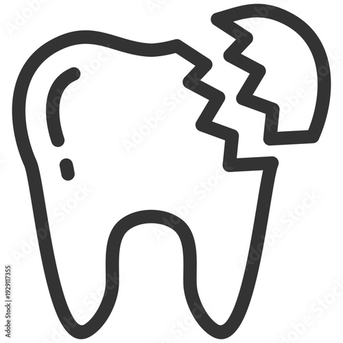 Broken Tooth Outline Icon