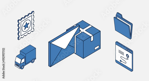 Delivery Package Box Truck Documents Folder.