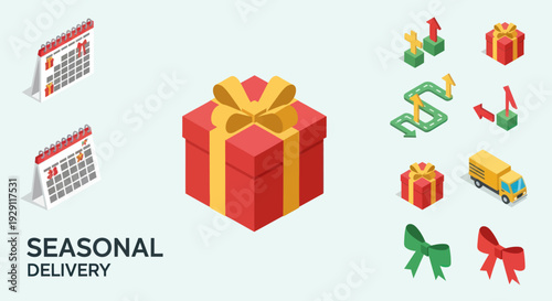 Red Gift Box with Yellow Ribbon.