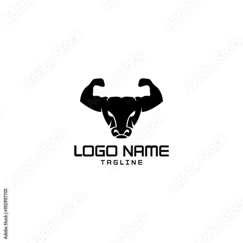 bull head arm logo design vector