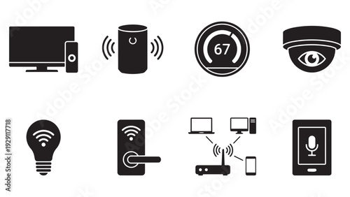 Modern Smart Home and IoT Device Icon Collection for Home Automation Systems