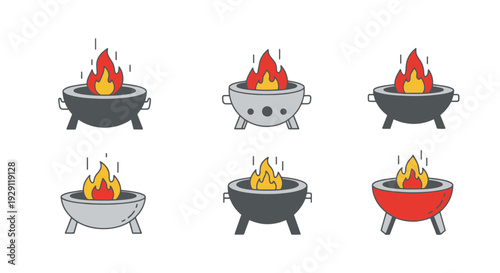 Fire Pit Line art minimal bold color vector