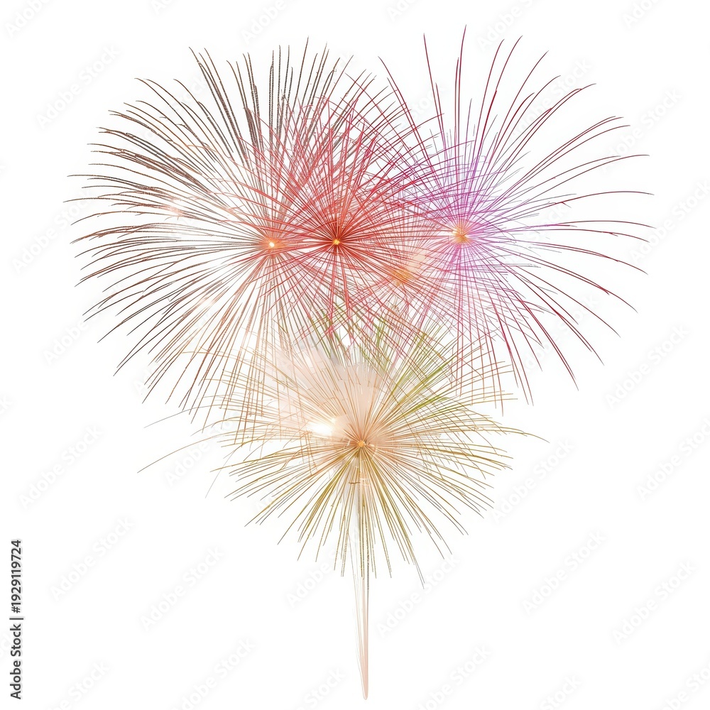 Obraz premium Vibrant display of colorful fireworks illuminating the night sky with a central sparkler.