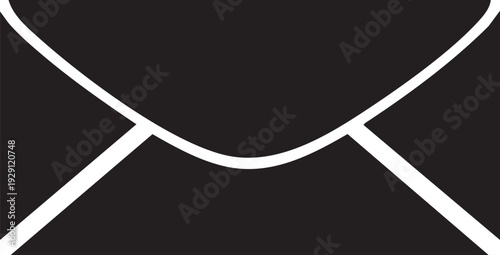 Black silhouette of an envelope icon for mail, communication, and message concepts.