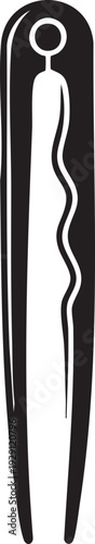 Simple black silhouette icon of a hair clip or bobby pin, a common accessory for styling hair.