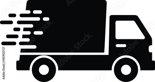 Fast delivery truck icon, express shipping and logistics service symbol, cargo transport isolated on white background