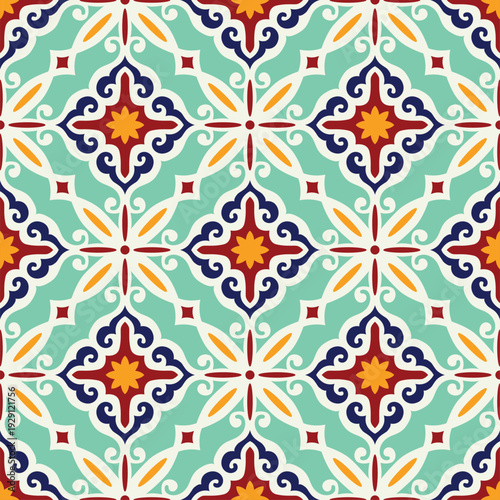 Vibrant Mediterranean Style Seamless Ceramic Tile Pattern
