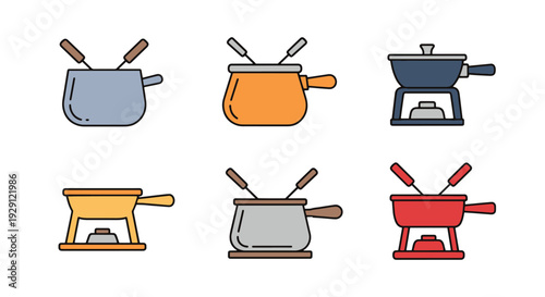 Fondue Pot Line art minimal abstract color