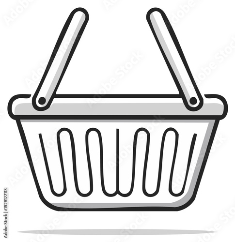 Hand Drawn Shopping Basket Illustration Icon for Retail and Commerce