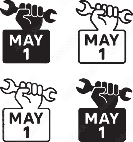 Isolated May First Labour Day Icon Design, May first labour day celebration, May first labour day workers rally, May first labour day awareness promotion solid black line vector on white background