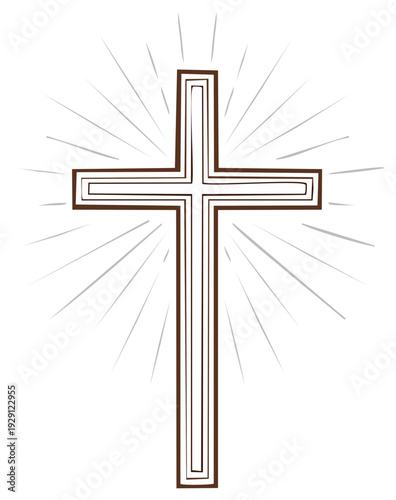 Divine Light Rays Emanating from a Stylized Christian Cross Symbol