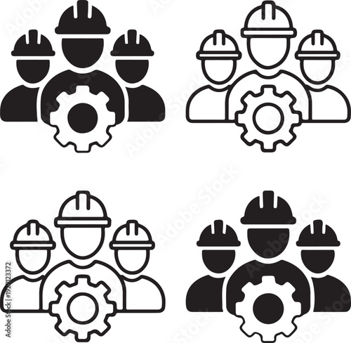 Isolated Workers Unity Icon Design, Workers unity solidarity concept, Workers unity labor campaign, Workers unity togetherness promotion solid black line vector on white background