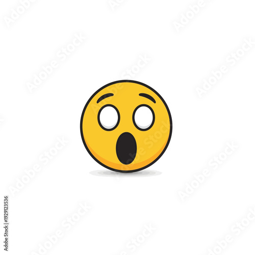 Shocked Emoji Face with Open Mouth on White Background