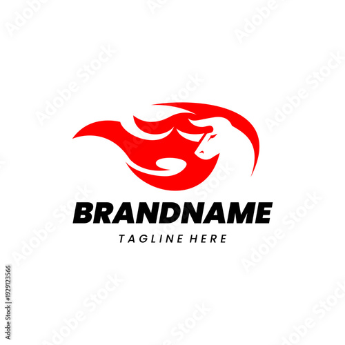 fire bull logo design vector
