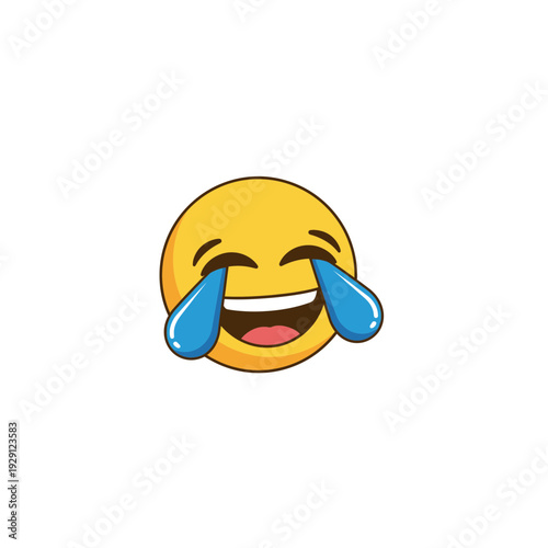 Teary-Eyed Laughing Emoji Illustration on Cream Background