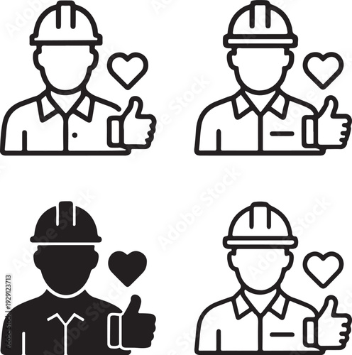 Isolated Worker Appreciation Icon Design, Worker appreciation campaign, Worker appreciation recognition, Worker appreciation tribute awareness solid black line vector on white background