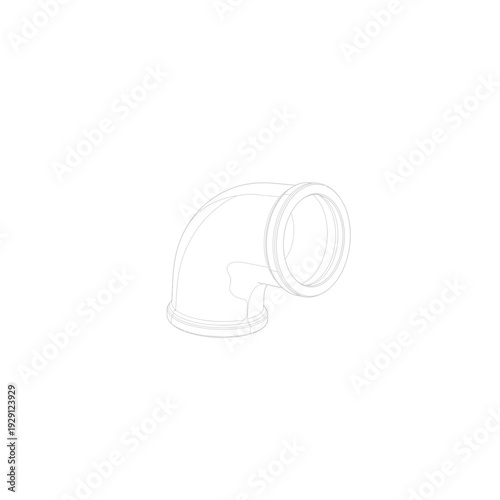 Plumbing Elbow Pipe Fitting, Detailed Line Drawing, Technical Style