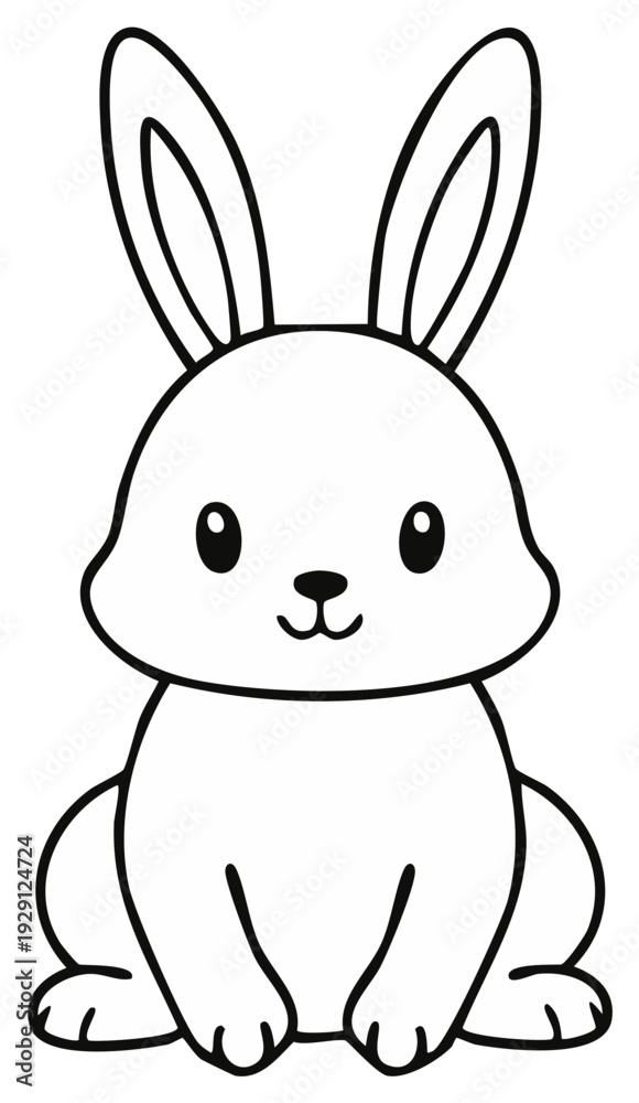 Obraz premium Cute cartoon bunny rabbit outline illustration adorable Easter animal drawing