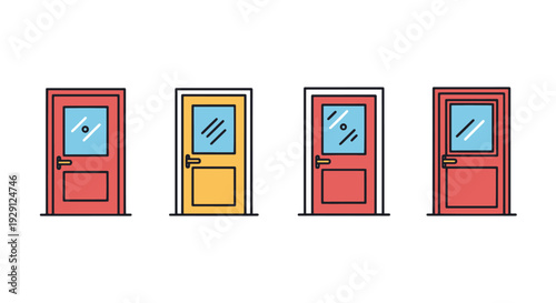 Front Door Line art soft tone color vector